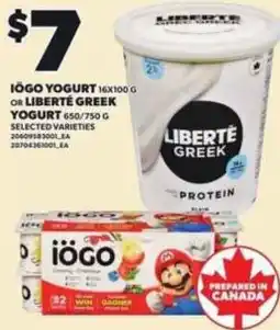 Loblaws iogo yogurt or liberté greek yogurt offer