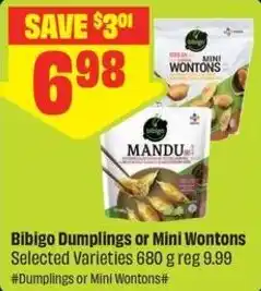 FreshCo Bibigo Dumplings or Mini Wontons offer