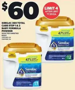Loblaws Similac 360 Total Care Step 1 & 2 Baby Formula Powder offer