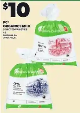Loblaws PC Organics Milk offer