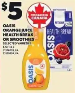 Loblaws Oasis orange juice health break offer