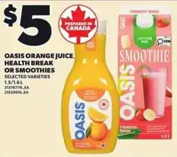 Loblaws Oasis orange juice health break or smoothies offer