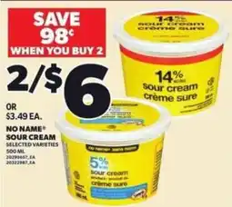 Loblaws No Name sour cream offer