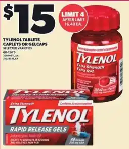 Loblaws Tylenol tablets caplets or gelcaps offer