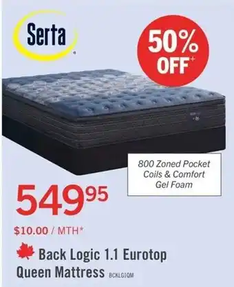 Serta Back Logic 1.1 Eurotop Queen Mattress