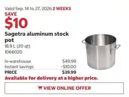 Costco Sagetrta aluminum stock pot offer