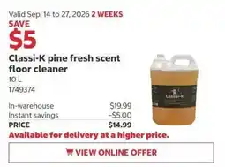 Costco Classi-K pine fresh scent floor cleaner offer