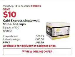 Costco Cafe Express single wall hot cups offer