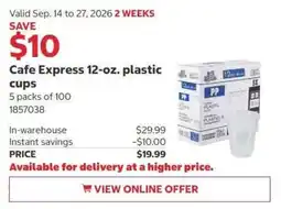 Costco Cafe Express plastic cups offer