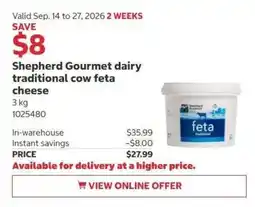 Costco Shepherd Gourmet dairy traditional cow feta cheese offer