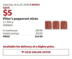 Costco Piller's pepperoni sticks offer
