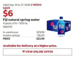 Costco Fiji natural spring water offer