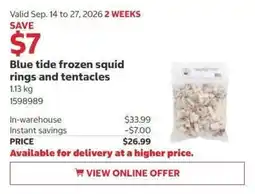 Costco Blue tide frozen squid rings and tentacles offer