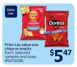 Walmart Frito-Lay value size chips or snacks offer