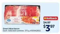 Walmart Great Value Bacon offer