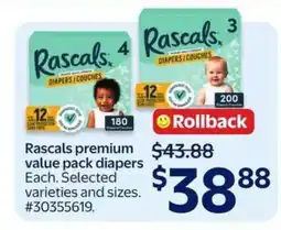 Walmart Rascals premium value pack diapers offer