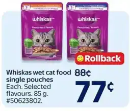 Walmart Whiskas wet cat food single pouches offer