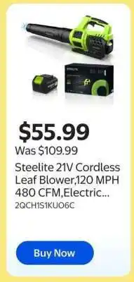 Walmart Steelite 21V Cordless Leaf Blower offer