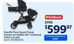 Walmart Evenflo Pivot Xpand Travel System w/LiteMax NXT rotational infant car seat offer