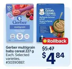 Walmart Gerber multigrain baby cereal 227 g offer