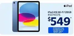 Walmart iPad A16 Wi-Fi 128GB offer