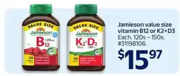 Walmart Jamieson value size vitamin B12 or K2 + D3 offer