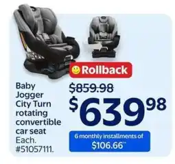 Walmart Baby Jogger City Turn rotating convertible car seat offer