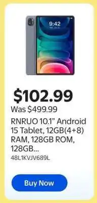 Walmart RNRUO 10.1” Android 15 Tablet offer