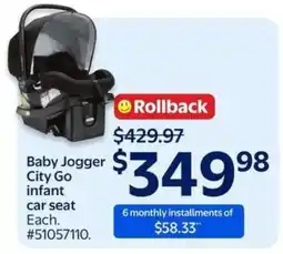 Walmart Baby Jogger City Go Infant Car Seat offer