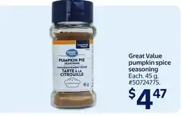 Walmart Great Value pumpkin spice seasoning offer