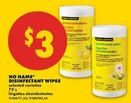 No Frills NO NAME DISINFECTANT WIPES, 75's offer