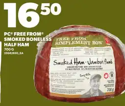 Loblaws PC FREE FROM SMOKED BONELESS HALF HAM offer