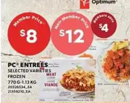 Loblaws PC entrees offer