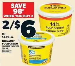 Loblaws No Name sour cream offer