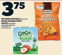 Loblaws Snyders pretzels or gogo squeeze fruit sauce offer
