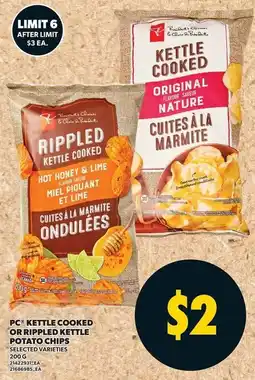 Loblaws PC kettle cooked or rippled kettle potato chips offer