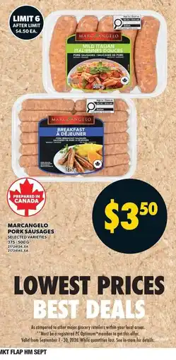 Loblaws Marcangelo pork sausages offer