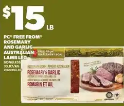 Loblaws PC rosemary and garlic Australian lamb leg boneless offer