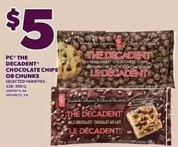 Loblaws PC The Decadent chocolate chips or chunks offer