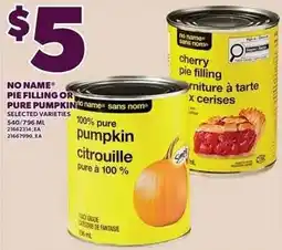 Loblaws No Name pie filling or pure pumpkin offer
