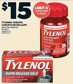 Loblaws Tylenol tablets caplets or gelcaps offer