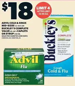Loblaws Advil cold and sinus mid-sizes or buckley's complete value offer