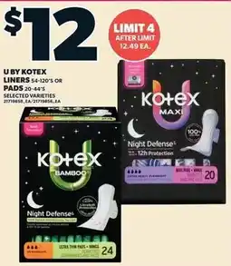 Loblaws Kotex liners or pads offer