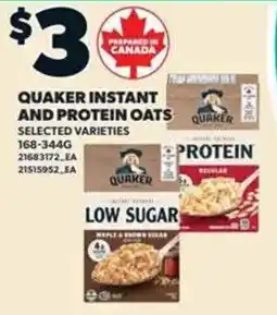 Loblaws Quaker instant and protein oats offer