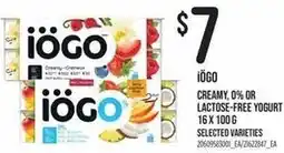 Loblaws iogo creamy 0% or lactose-free yogurt offer