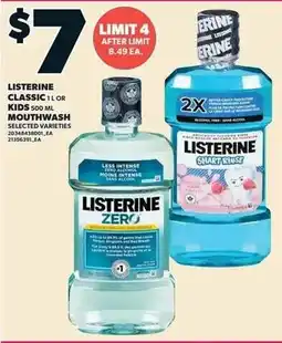 Loblaws Listerine classic 1 or kids 500 ml mouthwash offer