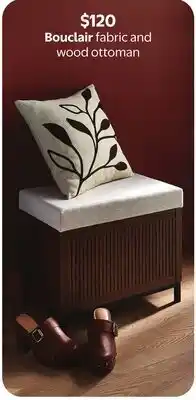 Walmart Bouclair fabric and wood ottoman offer
