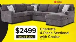 Leon's Charlotte 4-Piece Sectional with Right-Facing Chaise - Pewter offer