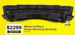 Leon's Weston 6-Piece Power Reclining Sectional with Console - Granite offer