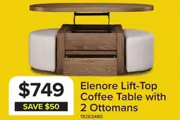 Leon's Elenore 52 Lift-Top Coffee Table With 2 Ottomans - Light Brown offer